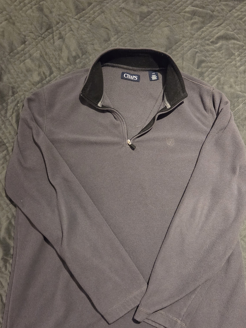 Chaps Men's Dark Gray Quarter-Zip Fleece Pullover